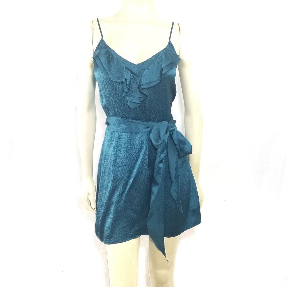 Rebecca Taylor Sea Blue Silk Mini Slip Dress Party